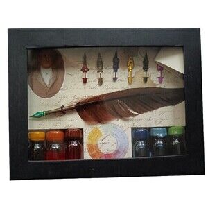 FRANCESCO RUBINATO Calligraphy Italian Quill Dipping Pen 6 Inks 7 Metal Nibs